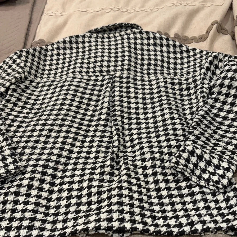 a new day Women's Long Sleeve Tweed Shacket - Black/Cream Houndstooth/NWT/M - Picture 9 of 11